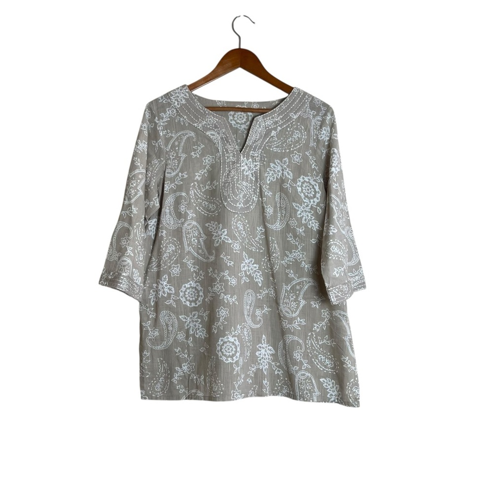 Unbranded beige patterned 100% cotton tunic